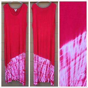 Hot Pink Tie-Dye Long Tall Maxi Dress Luxe Soft Excellent Condition 3X